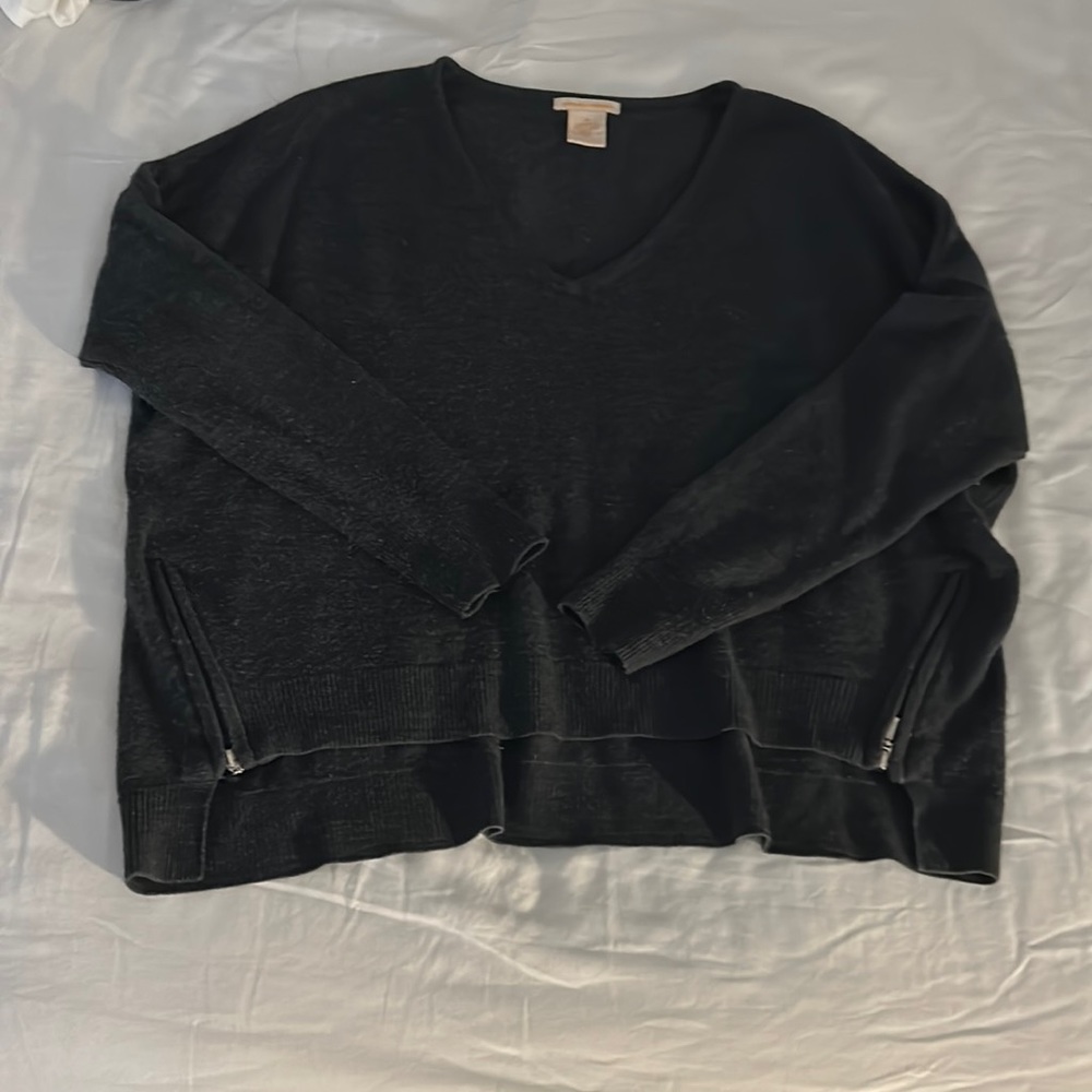 Sweet Romeo- Grey V-neck Sweater with size Zippers- Size Medium
